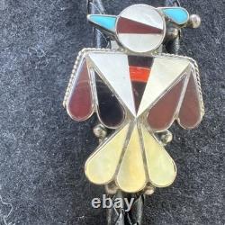 VINTAGE TURQUOISE STERLING SILVER THUNDERBIRD BOLO Ethnic