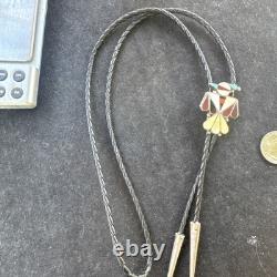 VINTAGE TURQUOISE STERLING SILVER THUNDERBIRD BOLO Ethnic