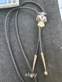 VINTAGE TURQUOISE STERLING SILVER THUNDERBIRD BOLO Ethnic