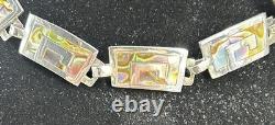 VINTAGE Taxco Mexico ABALONE INLAY Sterling Silver 925 Choker/Necklace 16.5