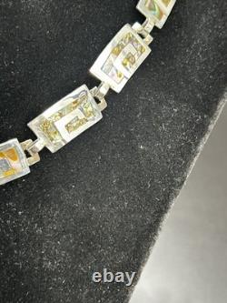 VINTAGE Taxco Mexico ABALONE INLAY Sterling Silver 925 Choker/Necklace 16.5