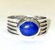 Vtg Lapis Lazuli Heavy Art Deco Sterling Silver Ring Sz 7.25 Artist Signed