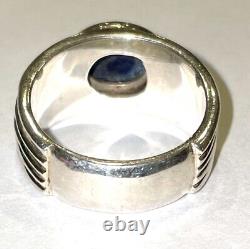 VTG Lapis Lazuli Heavy Art Deco Sterling Silver Ring Sz 7.25 Artist Signed