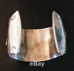 VTG Native American Sterling Silver Cuff Bracelet Turquoise Navajo Old Pawn 86g