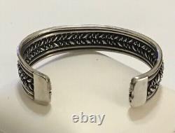 VTG Native American Sterling Silver Cuff Bracelet with Twisted Design Insert