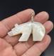 Vtg Native American Sterling Silver Large Carved Bear Mop Mother Of Pear Pendant