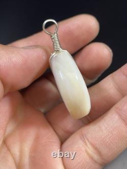 VTG Native American Sterling Silver Large Carved Bear MOP Mother of Pear Pendant