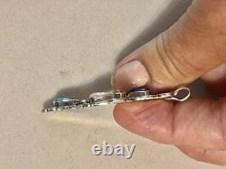 VTG Southwest Big Sterling silver cross pendant multicolored stones signed
