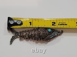 VTG Sterling Silver 925 Articulated Chinese Enamel Fish Pendant 8 Grams Spice Ho