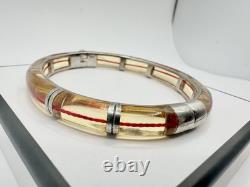 VTG Sterling Yellow Red String Of Fate Silver Clamper Bracelet Signed 925 Read