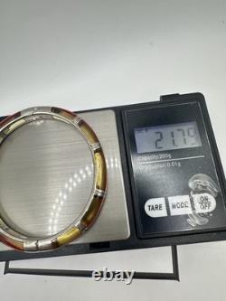 VTG Sterling Yellow Red String Of Fate Silver Clamper Bracelet Signed 925 Read