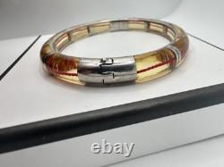 VTG Sterling Yellow Red String Of Fate Silver Clamper Bracelet Signed 925 Read