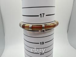 VTG Sterling Yellow Red String Of Fate Silver Clamper Bracelet Signed 925 Read