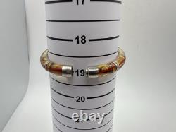 VTG Sterling Yellow Red String Of Fate Silver Clamper Bracelet Signed 925 Read