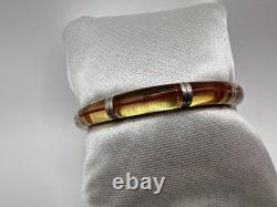 VTG Sterling Yellow Red String Of Fate Silver Clamper Bracelet Signed 925 Read