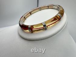 VTG Sterling Yellow Red String Of Fate Silver Clamper Bracelet Signed 925 Read