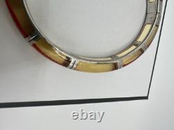 VTG Sterling Yellow Red String Of Fate Silver Clamper Bracelet Signed 925 Read