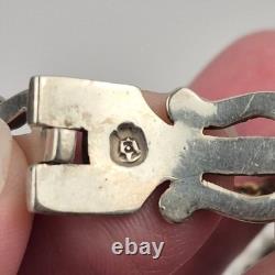 VTG Taxco Sterling Silver Panel Bracelet Eagle 3 Mark 34g Boho Mexico Size 6.5