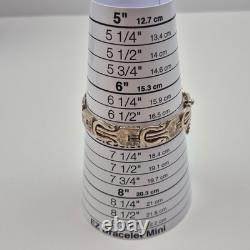 VTG Taxco Sterling Silver Panel Bracelet Eagle 3 Mark 34g Boho Mexico Size 6.5