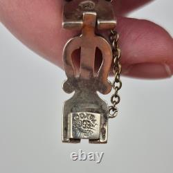 VTG Taxco Sterling Silver Panel Bracelet Eagle 3 Mark 34g Boho Mexico Size 6.5