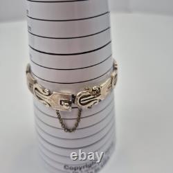 VTG Taxco Sterling Silver Panel Bracelet Eagle 3 Mark 34g Boho Mexico Size 6.5