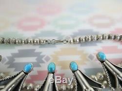 VTG squash blossom choker Bobby Apachito sterling silver coral turquoise necklac