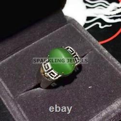 VVS Green Onyx Oval Cut With 925 Sterling Silver Ring For Men #C262