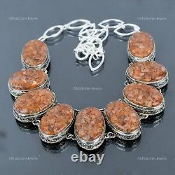 Valentines Deal Sunstone Gemstone Sterling Silver Vintage Chain Necklace Jewelry