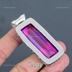 Valentines Sale Pink Tourmaline Stone Vintage Pendant Jewelry Sterling Silver