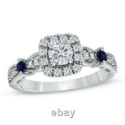 Vera Wang Love Collection 1.7 CT Diamond Blue Sapphire Vintage Ring 14k Gold Fn