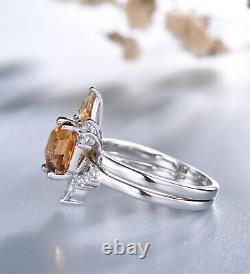 Victorian 925 Sterling Silver Citrine Ring For Her Moissanite Studded Design Cut