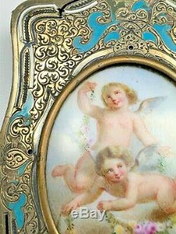 Victorian Antique STERLING SILVER Gold Dance Card Chatelaine Cherub AIDE MEMOIRE