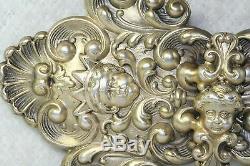 Victorian Antique Sterling Silver Cherub Angel Belt Buckle