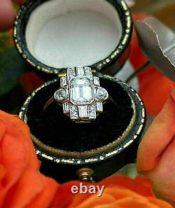 Victorian Edwardian Antique Engagement Ring 2.44 Ct Diamond 14K White Gold Over