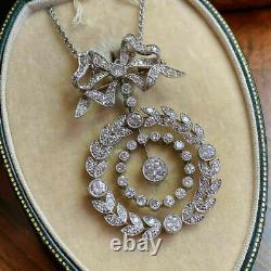 Victorian Edwardian Pendant Without Chain 14K White Gold Over 2.68 Ct Diamond