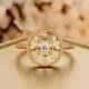 Vintage 0.2ct Round Cut Moissanite Stone Engagement Ring 14k Yellow Gold Plated