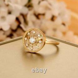 Vintage 0.2CT Round Cut Moissanite Stone Engagement Ring 14K Yellow Gold Plated