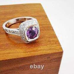 Vintage 1.00 Ct Round Simulated Amethyst 14k White Gold Finish Engagement Ring