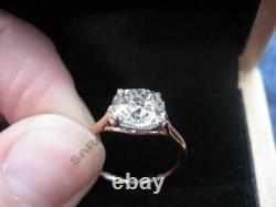 Vintage 1.25 Ct Round Cut Diamond Engagement Wedding Ring 14K Rose Gold Over