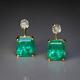 Vintage 1.50 Ct Emerald & Diamond 14k Yellow Gold Over Solitaire Stud Earrings