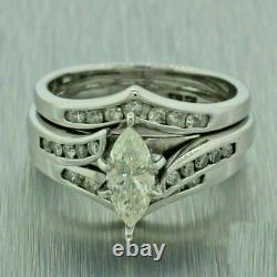 Vintage 14K White Gold Finish 2.30CT Unique Marquise Cut Diamond Engagement Ring