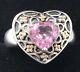 Vintage 14k Gold And Sterling Silver Ring 925 Size 7 Heart Pink Topaz