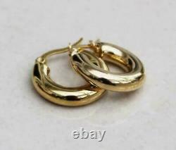 Vintage 14k Yellow Gold Finish Classic Small Chunky Huggies Hoops Earrings