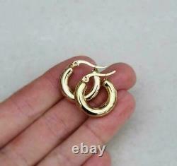 Vintage 14k Yellow Gold Finish Classic Small Chunky Huggies Hoops Earrings
