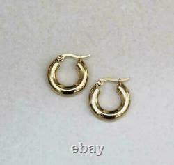 Vintage 14k Yellow Gold Finish Classic Small Chunky Huggies Hoops Earrings