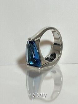 Vintage 18 K Gold 925 Silver Ring Size 7 With Blue Topaz
