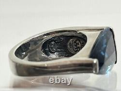Vintage 18 K Gold 925 Silver Ring Size 7 With Blue Topaz