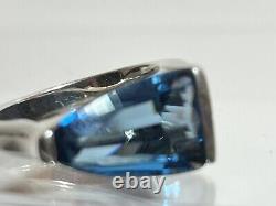 Vintage 18 K Gold 925 Silver Ring Size 7 With Blue Topaz