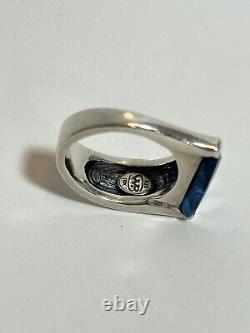 Vintage 18 K Gold 925 Silver Ring Size 7 With Blue Topaz