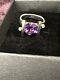 Vintage 18k Gold & Sterling Silver Ring With Amethyst & Diamonds Strellmans